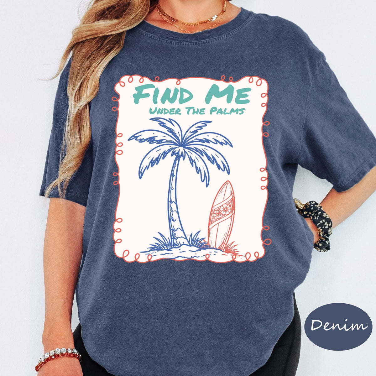 Comfort Colors® Find Me Under The Palms Shirt, Retro Coastal Tshirt, Funny Beach Tee, Summer Graphic Tee