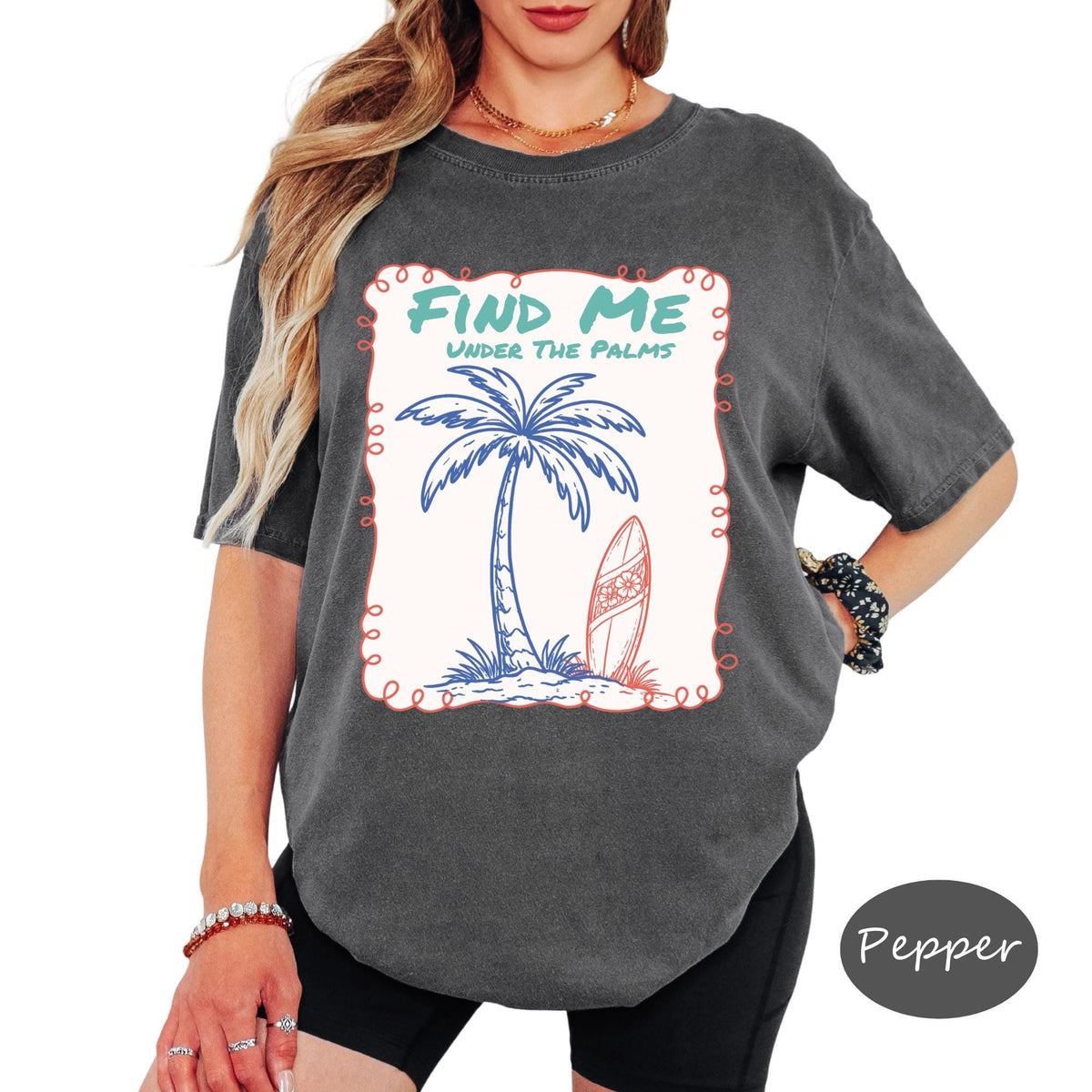 Comfort Colors® Find Me Under The Palms Shirt, Retro Coastal Tshirt, Funny Beach Tee, Summer Graphic Tee