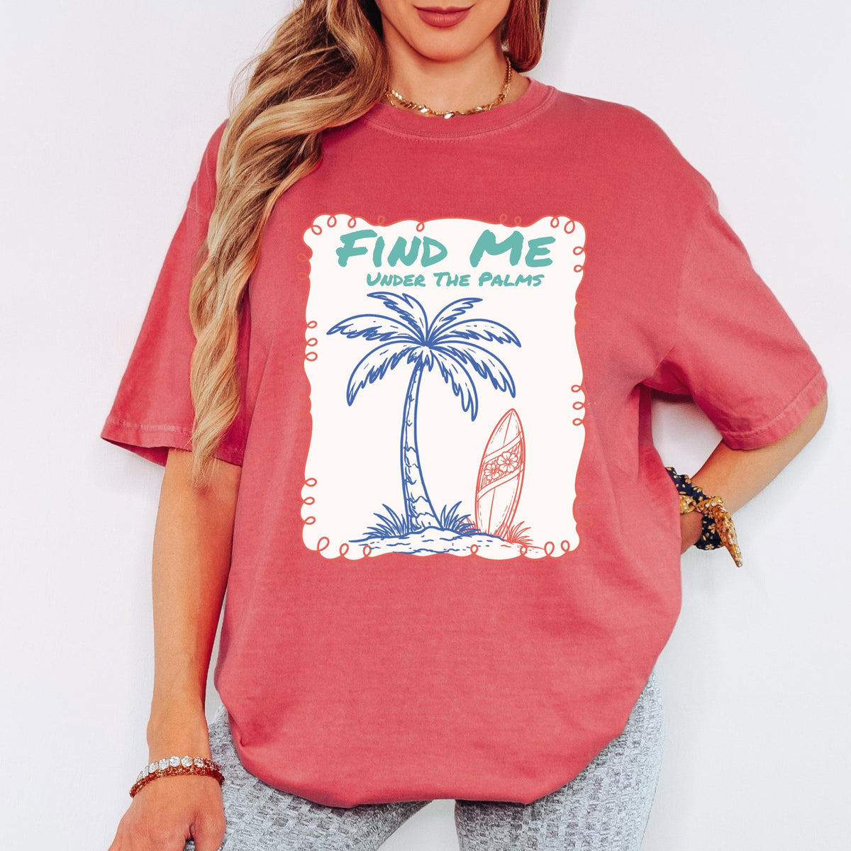 Comfort Colors® Find Me Under The Palms Shirt, Retro Coastal Tshirt, Funny Beach Tee, Summer Graphic Tee