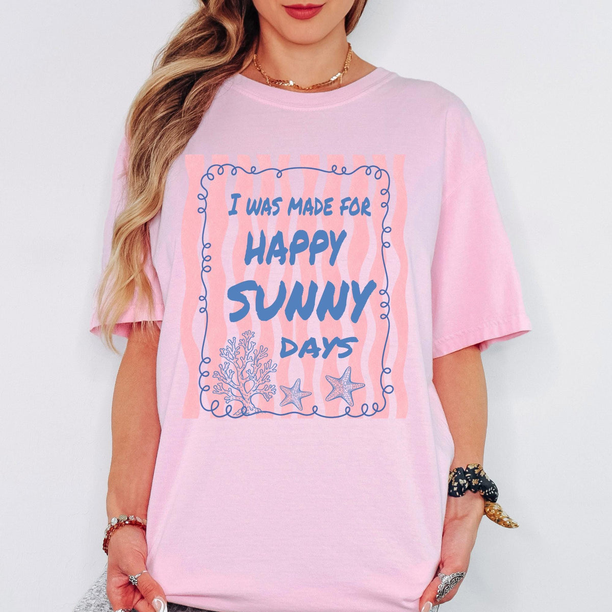 Comfort Colors® I Was Made For Happy Sunny Days Shirt, Retro Coastal Tshirt, Funny Beach Tee, Summer Graphic Tee
