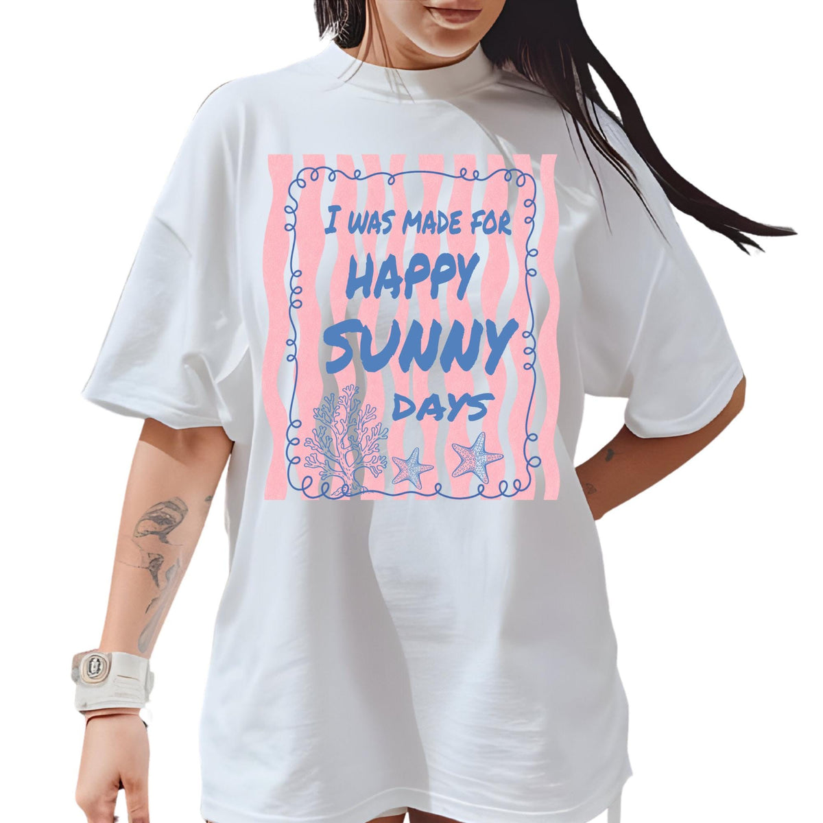 Comfort Colors® I Was Made For Happy Sunny Days Shirt, Retro Coastal Tshirt, Funny Beach Tee, Summer Graphic Tee