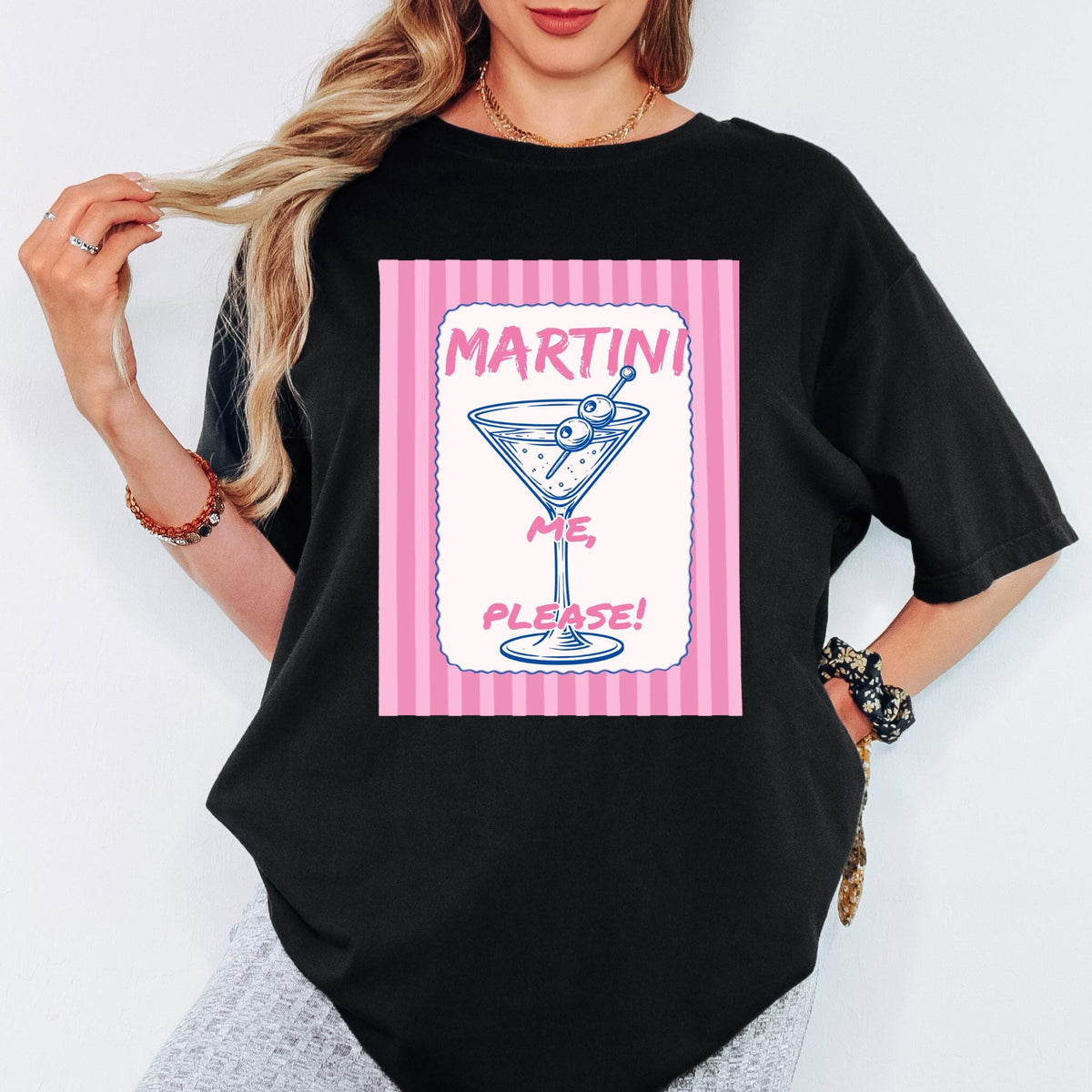 Comfort Colors® Martini Me Please Shirt, Retro Coastal Tshirt, Funny Beach Tee, Summer Graphic Tee