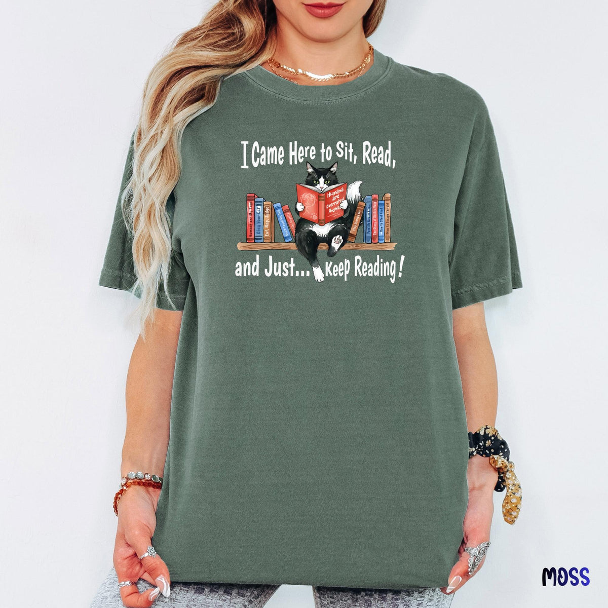 Funny Cat Reading Comfort Colors Shirt, Book Lover Tee, Librarian Cat T-Shirt, Introvert Reader Gift, Cozy Bookworm Shirt