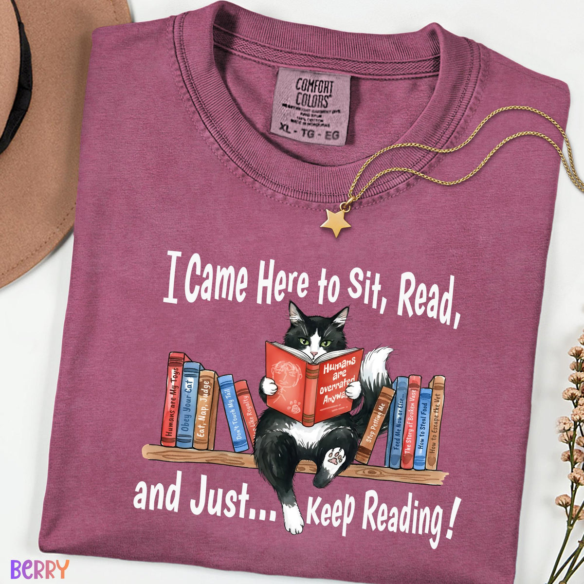 Funny Cat Reading Comfort Colors Shirt, Book Lover Tee, Librarian Cat T-Shirt, Introvert Reader Gift, Cozy Bookworm Shirt