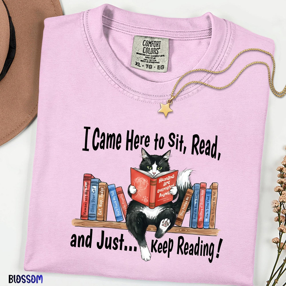 Funny Cat Reading Comfort Colors Shirt, Book Lover Tee, Librarian Cat T-Shirt, Introvert Reader Gift, Cozy Bookworm Shirt