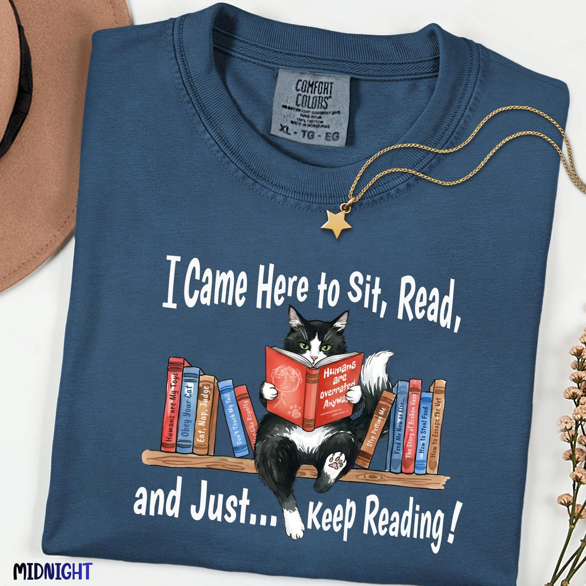 Funny Cat Reading Comfort Colors Shirt, Book Lover Tee, Librarian Cat T-Shirt, Introvert Reader Gift, Cozy Bookworm Shirt