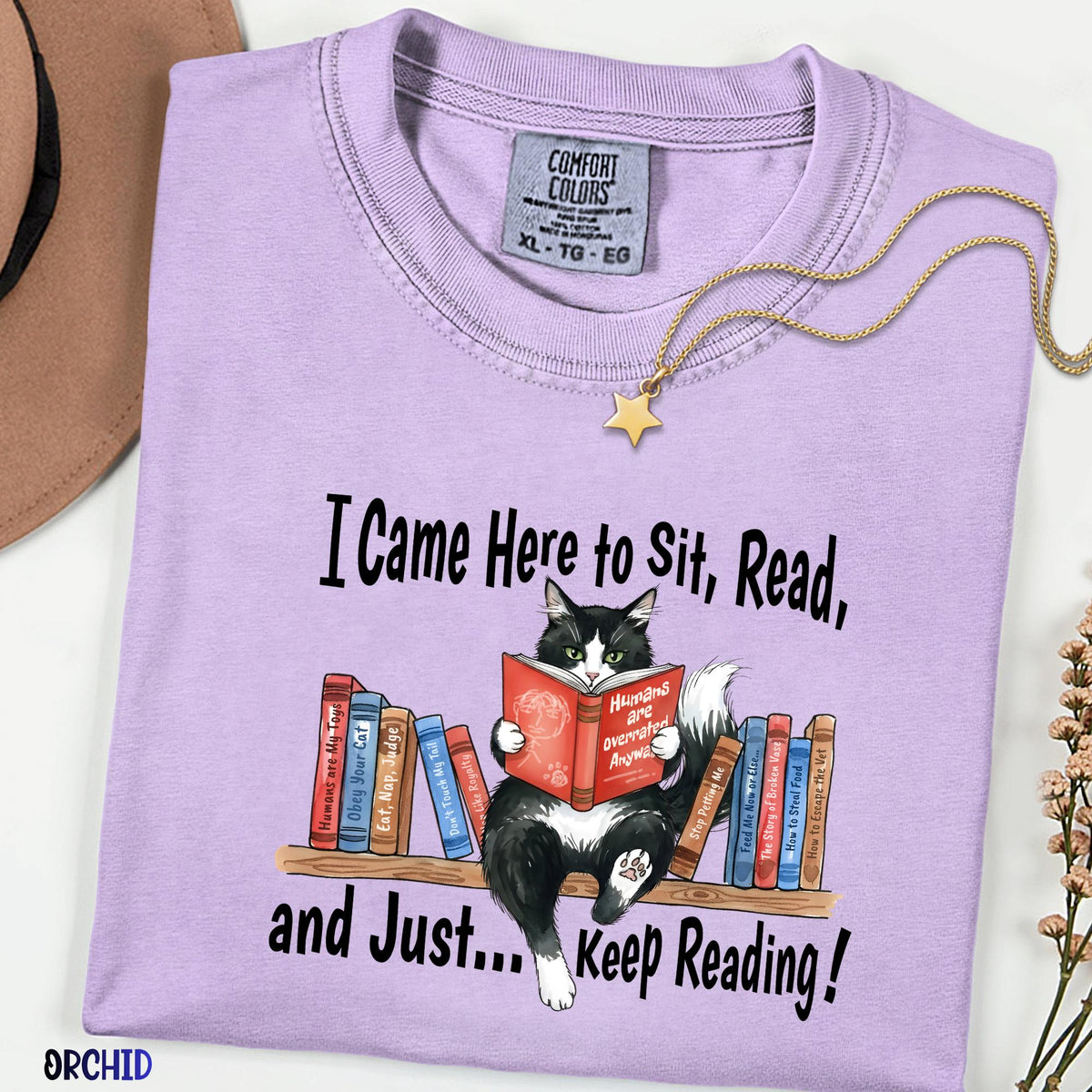 Funny Cat Reading Comfort Colors Shirt, Book Lover Tee, Librarian Cat T-Shirt, Introvert Reader Gift, Cozy Bookworm Shirt