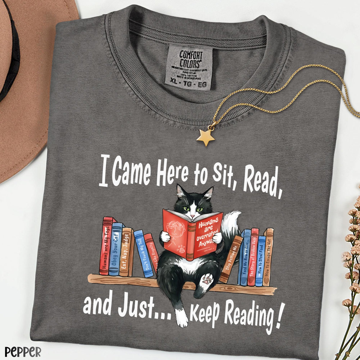 Funny Cat Reading Comfort Colors Shirt, Book Lover Tee, Librarian Cat T-Shirt, Introvert Reader Gift, Cozy Bookworm Shirt