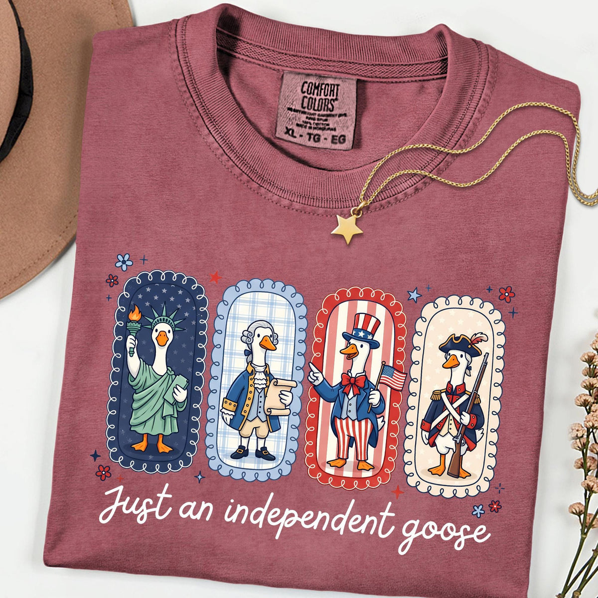 Comfort Colors® Just An Independent Goose Shirt, Funny 4th Of July Tee, Patriotic American Flag Shirts For Women
