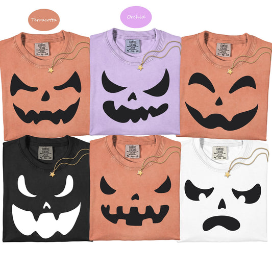 Comfort Colors® Pumpkin Face Shirt, Vintage Halloween Shirt, Fall Spooky Pumpkin Shirt, Spooky Season Tee Halloween Gift