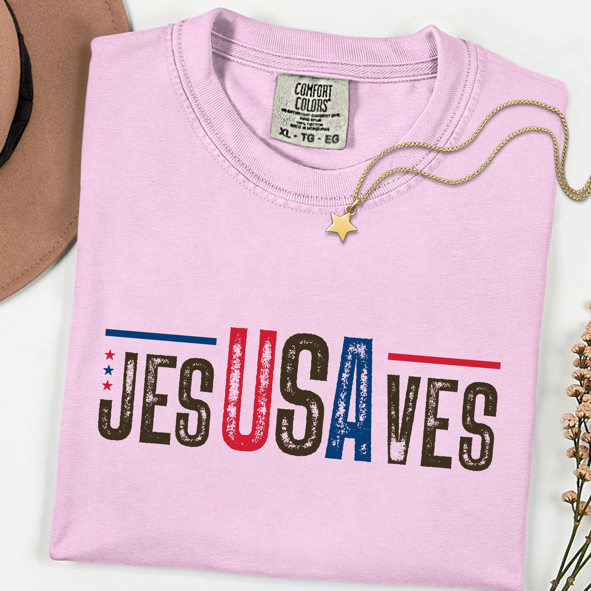 Comfort Colors® Jesus Saves Shirt 4th of July Gift Shirts, Faith Patriotic Shirt, 250th Anniversary Retro Independence Day Tee
