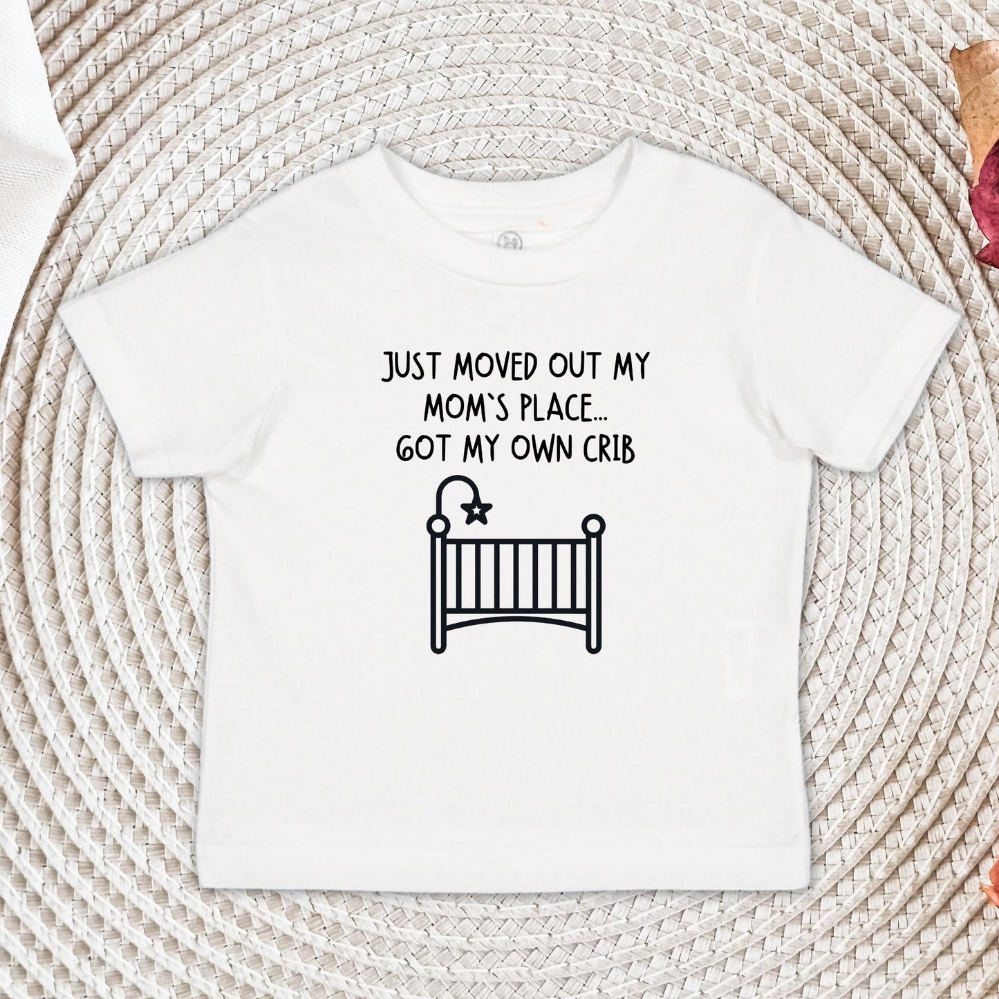 Just Moved Out My Mom's Place Baby Onesie®, Got my Own Crib Baby Bodysuit, Funny Baby Shower Gift, Newborn Gift for Mom