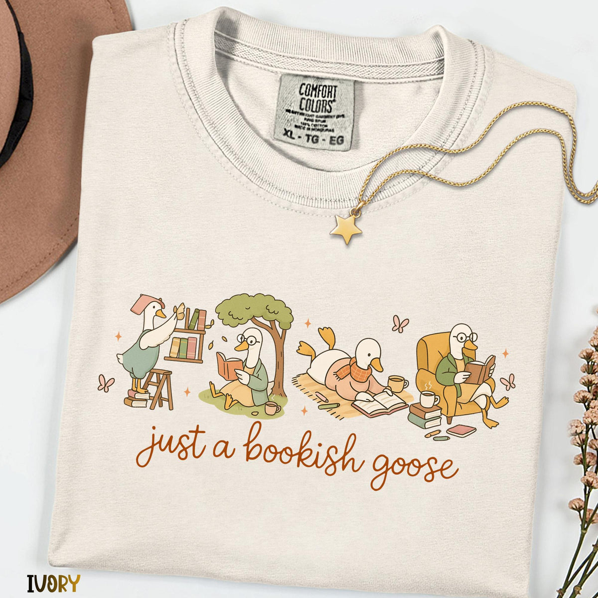 Comfort Colors® Funny Bookish Goose Shirt | Book Lover Gift Tee, Silly Goose Reading Shirt, Book Nerd & Bookworm Graphic Top, Reader Gift