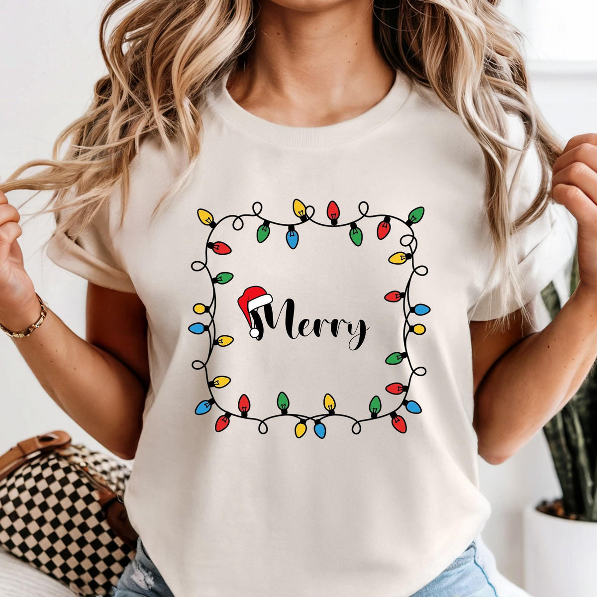 Comfort Colors® Merry Christmas Matching Shirt, Christmas Lights Tee, Christmas Gift For Couples