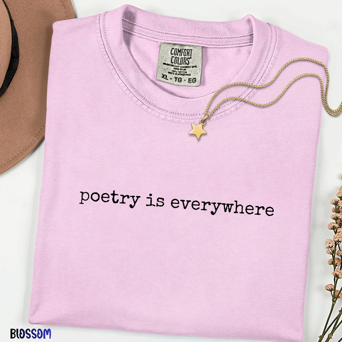 Poetry Is Everywhere Comfort Colors Shirt, Minimalist Bookish T-Shirt, Vintage Writer Gift, Poet Shirt, Unisex Literary Tee
