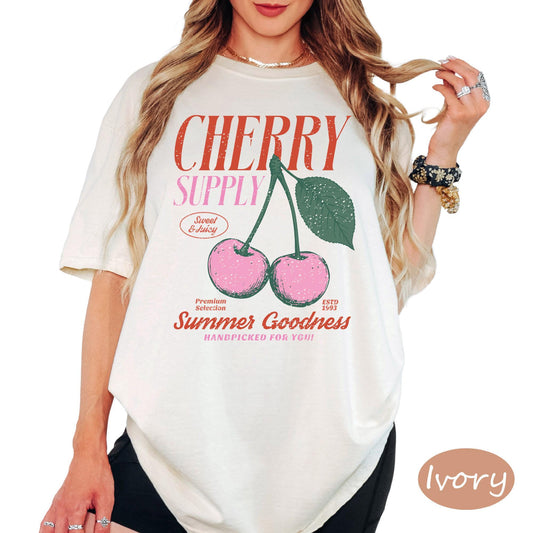 Comfort Colors® Retro Cherry Supply Shirt, Vintage Fruit Shirts, Funny Summer T-Shirt, Group Fruit Vacation Tee