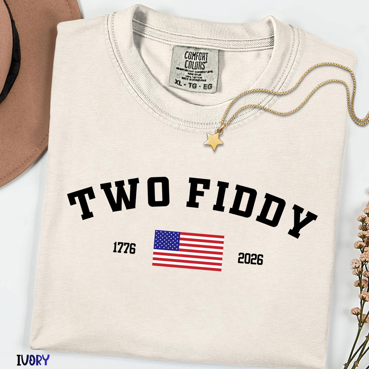 Two Fiddy  Comfort Colors® Shirt, America 250 Celebration Tee, 1776-2026 Patriotic Graphic Shirt, USA Anniversary Gift