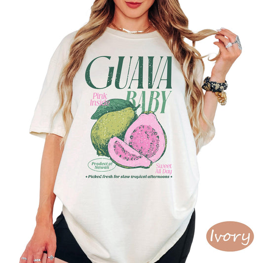 Comfort Colors® Retro Hawaii Guava Baby Shirt, Vintage Fruit Shirts, Funny Summer T-Shirt, Group Fruit Vacation Tee