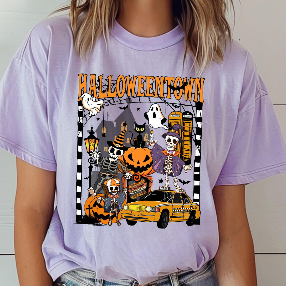 Comfort Colors® Halloweentown Shirt, Creepy Skeleton Fall Season Shirt, Halloween Gift Tee