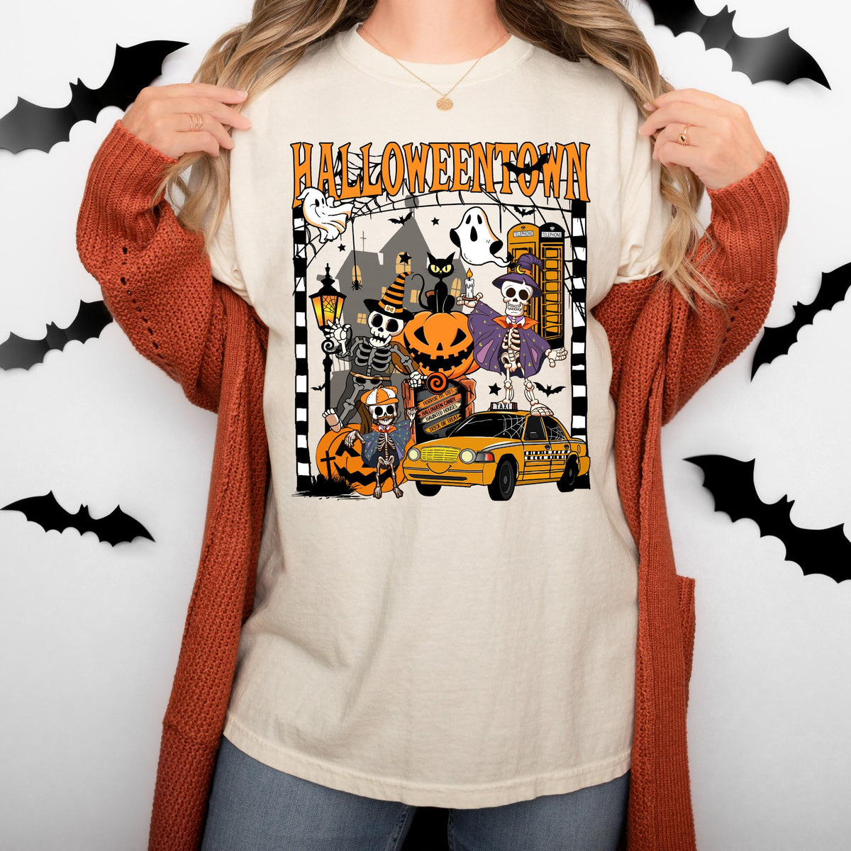 Comfort Colors® Halloweentown Shirt, Creepy Skeleton Fall Season Shirt, Halloween Gift Tee