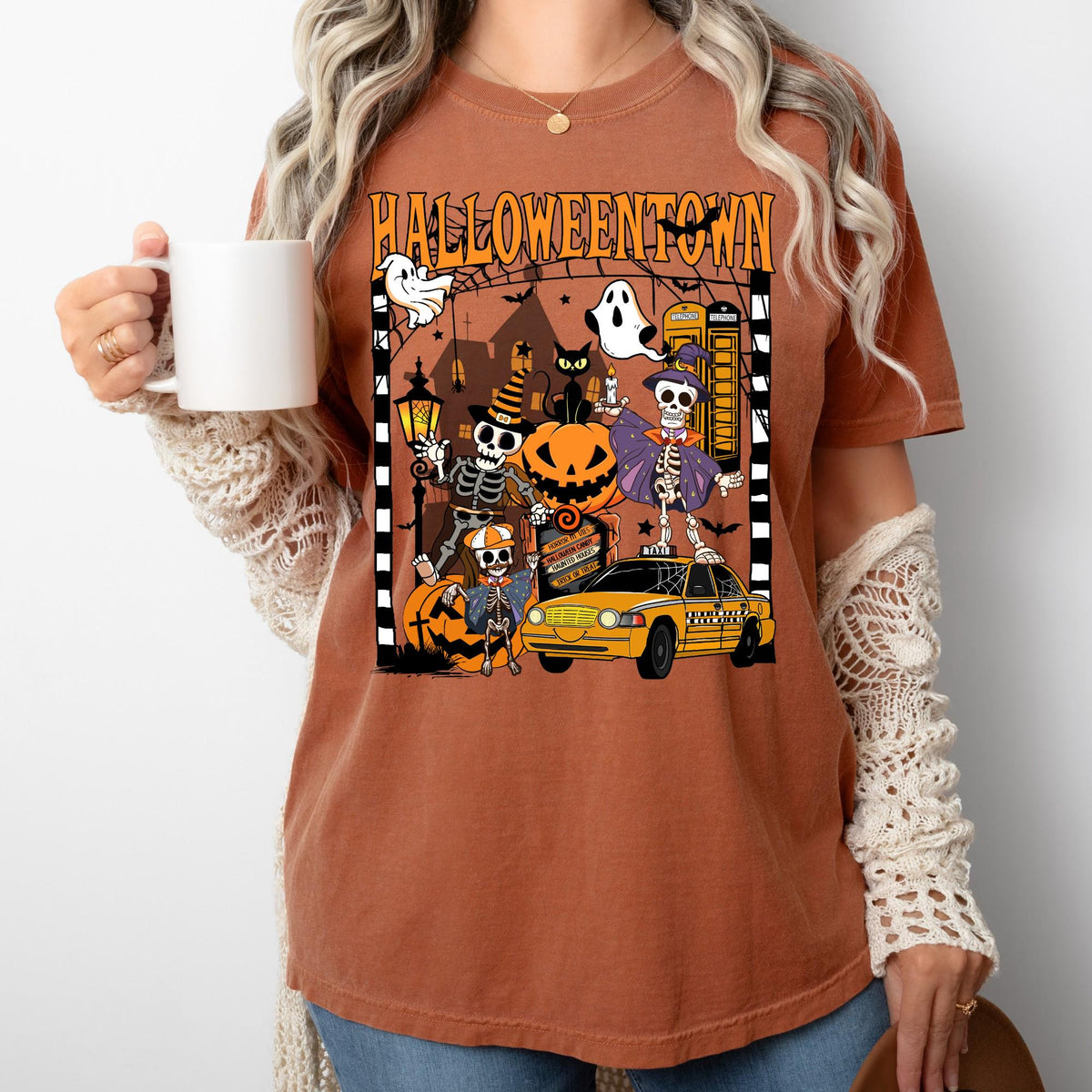 Comfort Colors® Halloweentown Shirt, Creepy Skeleton Fall Season Shirt, Halloween Gift Tee