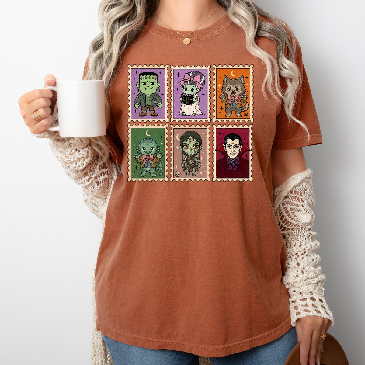 Custom Comfort Colors® Halloween Stamps Shirt, Vintage Dark Universe Shirt, Retro Epic Spooky Season Tshirt Gifts