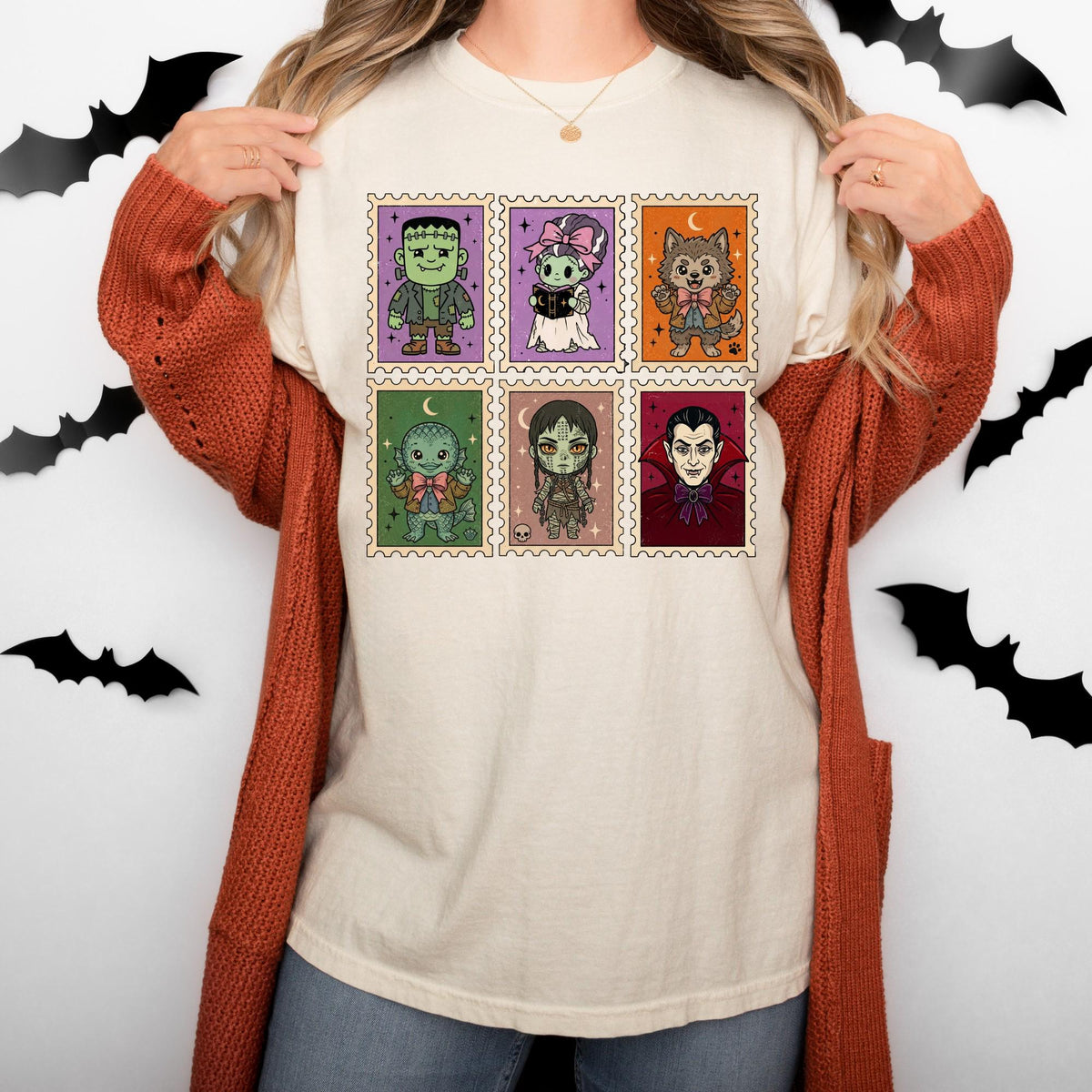Custom Comfort Colors® Halloween Stamps Shirt, Vintage Dark Universe Shirt, Retro Epic Spooky Season Tshirt Gifts