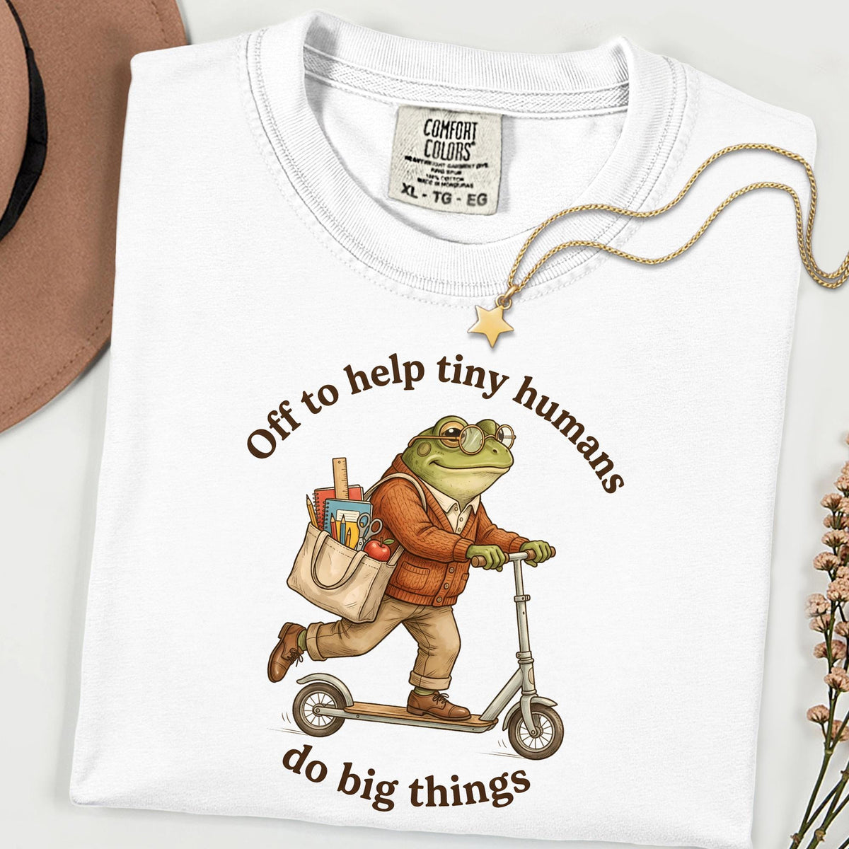 Funny Back To School Comfort Colors® Shirt, Helping Tiny Humans Do Big Things T Shirt Inspirational Teacher Gift Preschool Elementary Tee