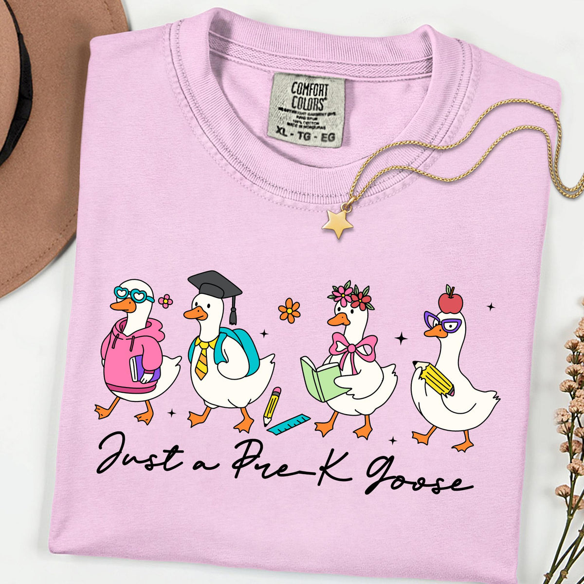 Comfort Colors® Just a Pre K Goose Shirt Back To School Silly Goose Cool First Day Tee Teacher Gift