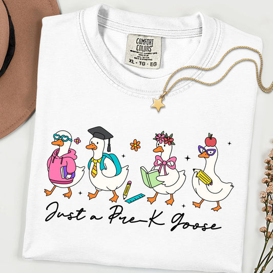 Comfort Colors® Just a Pre K Goose Shirt Back To School Silly Goose Cool First Day Tee Teacher Gift
