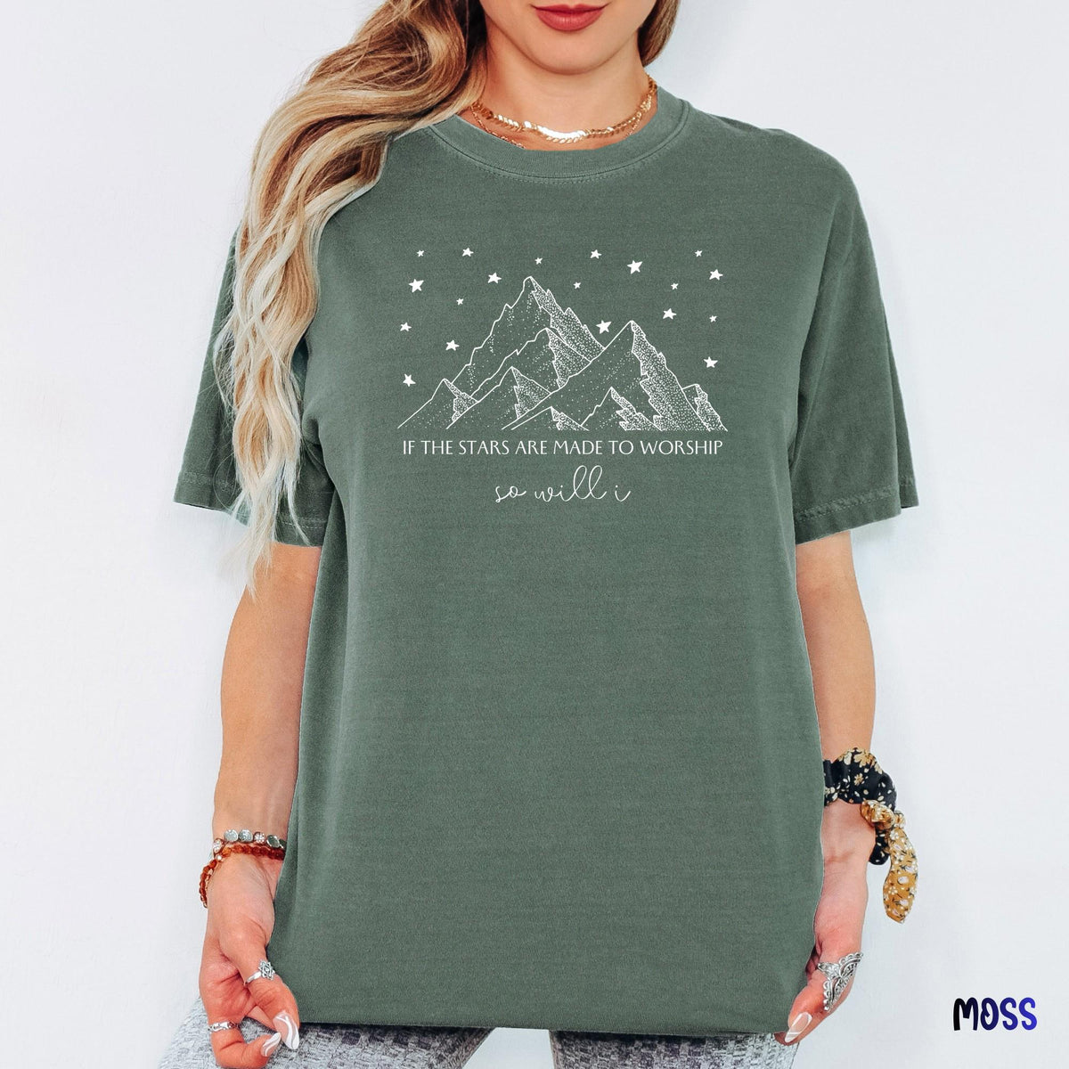 Comfort Colors® If the Stars Were Made to Worship Shirt, Christian Worship Tee, Faith Graphic Shirt, Bible Verse Tee, Jesus Gift