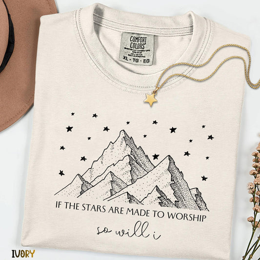 Comfort Colors® If the Stars Were Made to Worship Shirt, Christian Worship Tee, Faith Graphic Shirt, Bible Verse Tee, Jesus Gift