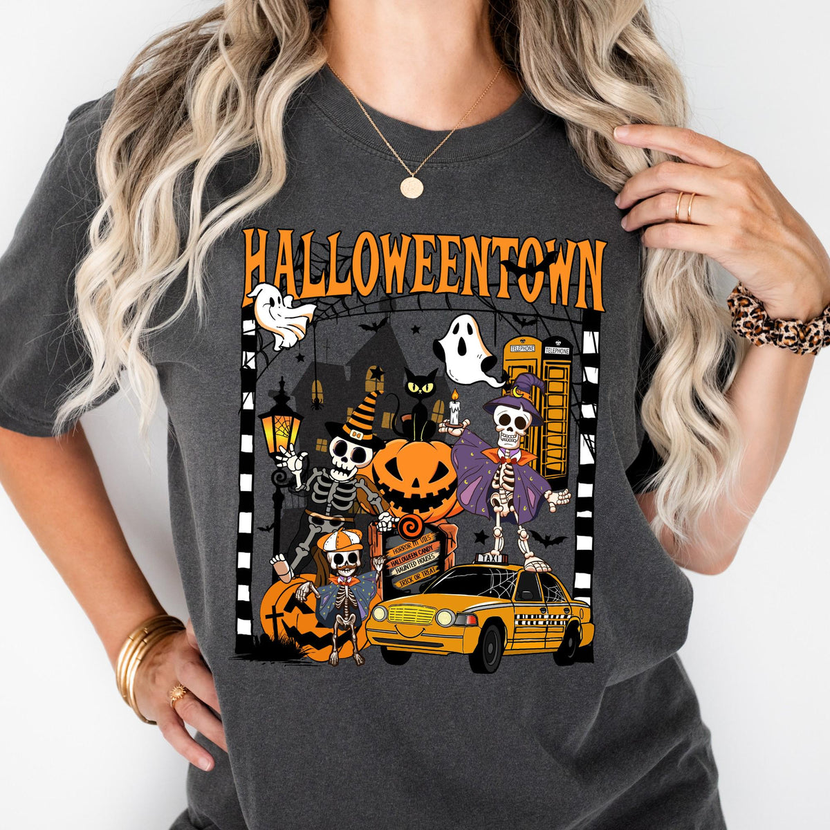 Comfort Colors® Halloweentown Shirt, Creepy Skeleton Fall Season Shirt, Halloween Gift Tee