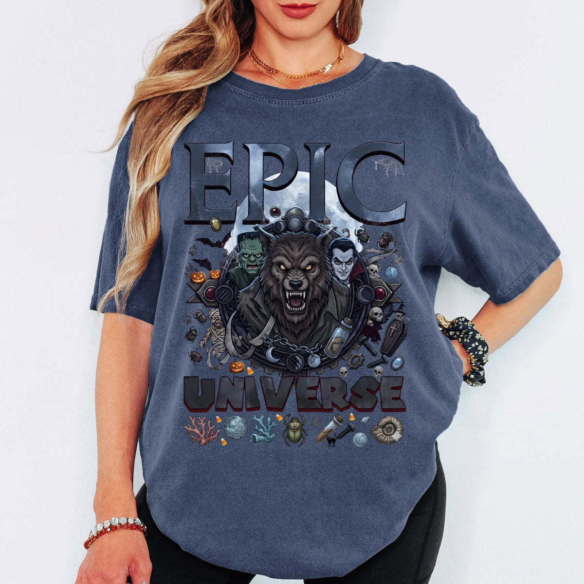 Custom Comfort Colors® Epic Universe Halloween Shirt, Family Matching Spooky Season Universal Monsters Shirts, Dark Universe Monsters Tee