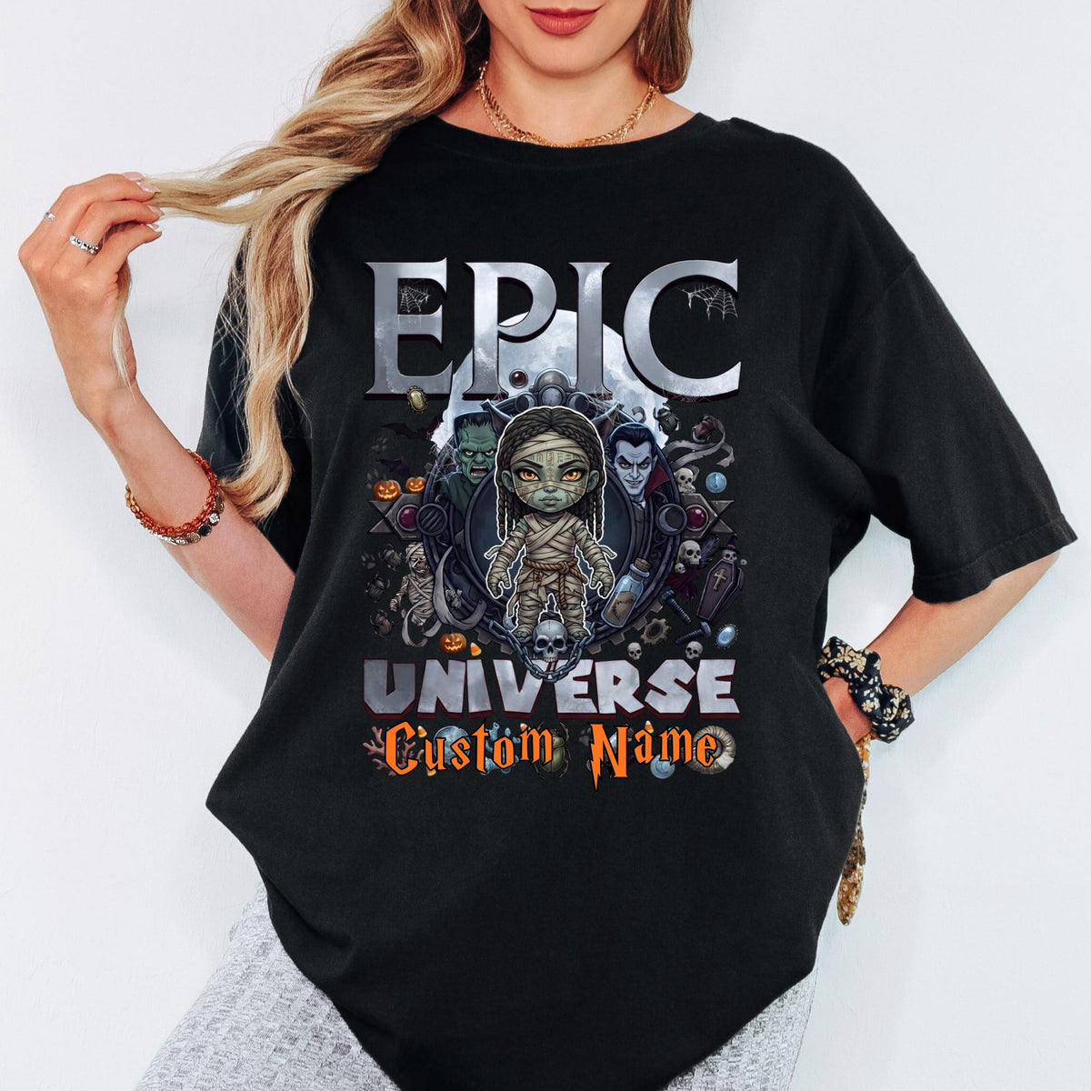 Custom Comfort Colors® Epic Universe Halloween Shirt, Family Matching Spooky Season Universal Monsters Shirts, Dark Universe Monsters Tee