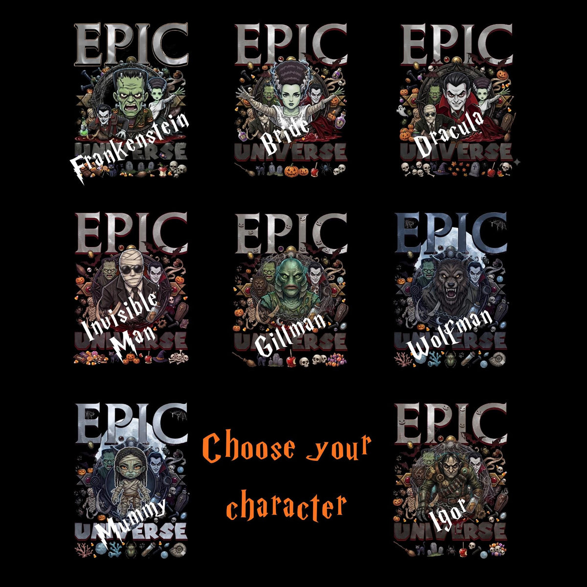Custom Comfort Colors® Epic Universe Halloween Shirt, Family Matching Spooky Season Universal Monsters Shirts, Dark Universe Monsters Tee