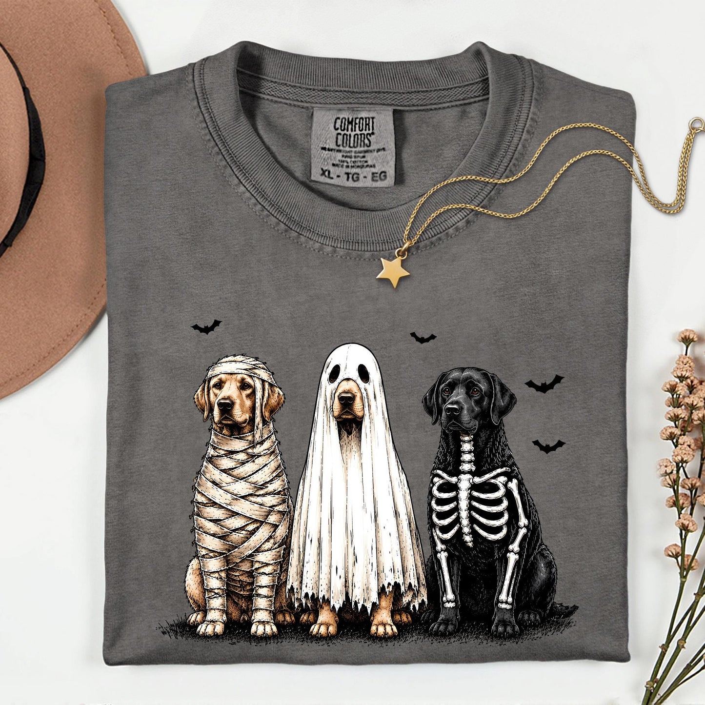 Custom Comfort Colors® Ghost Dogs Halloween Shirt, Spooky Season Tee Halloween Gift
