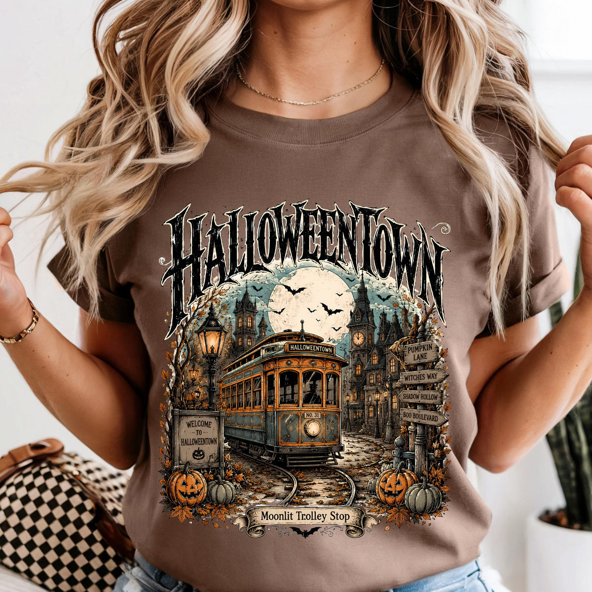 Comfort Colors Halloweentown Trolley Shirt Spooky Season Fall Tee Halloween Gift