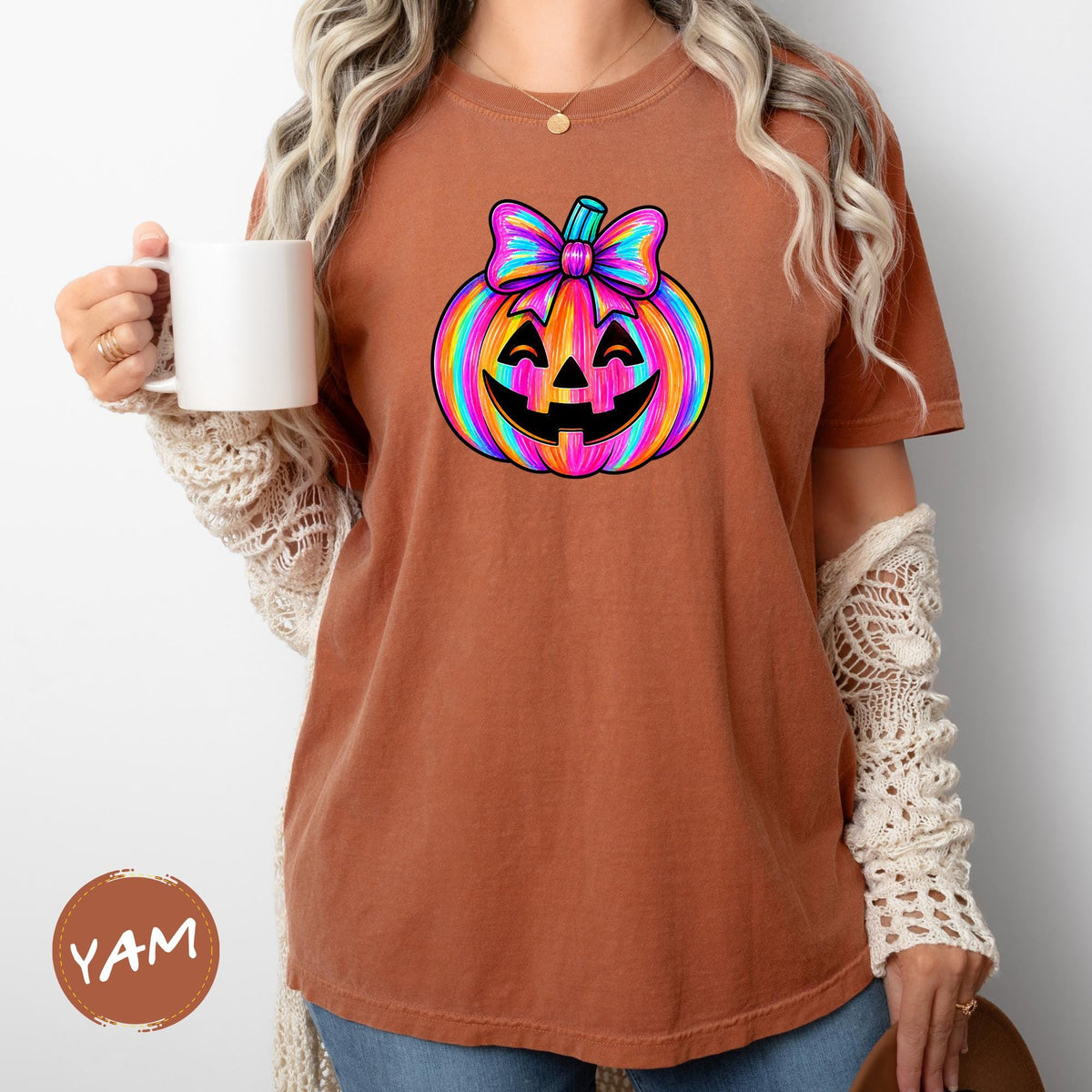 Comfort Colors Neon Halloween Pumpkin Shirt Spooky Season Fall Tee Halloween Gift