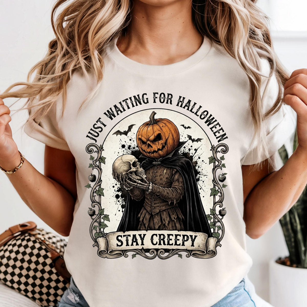 Comfort Colors® Just Waiting For Halloween Shirt, Stay Creepy Tee, Halloween Gift