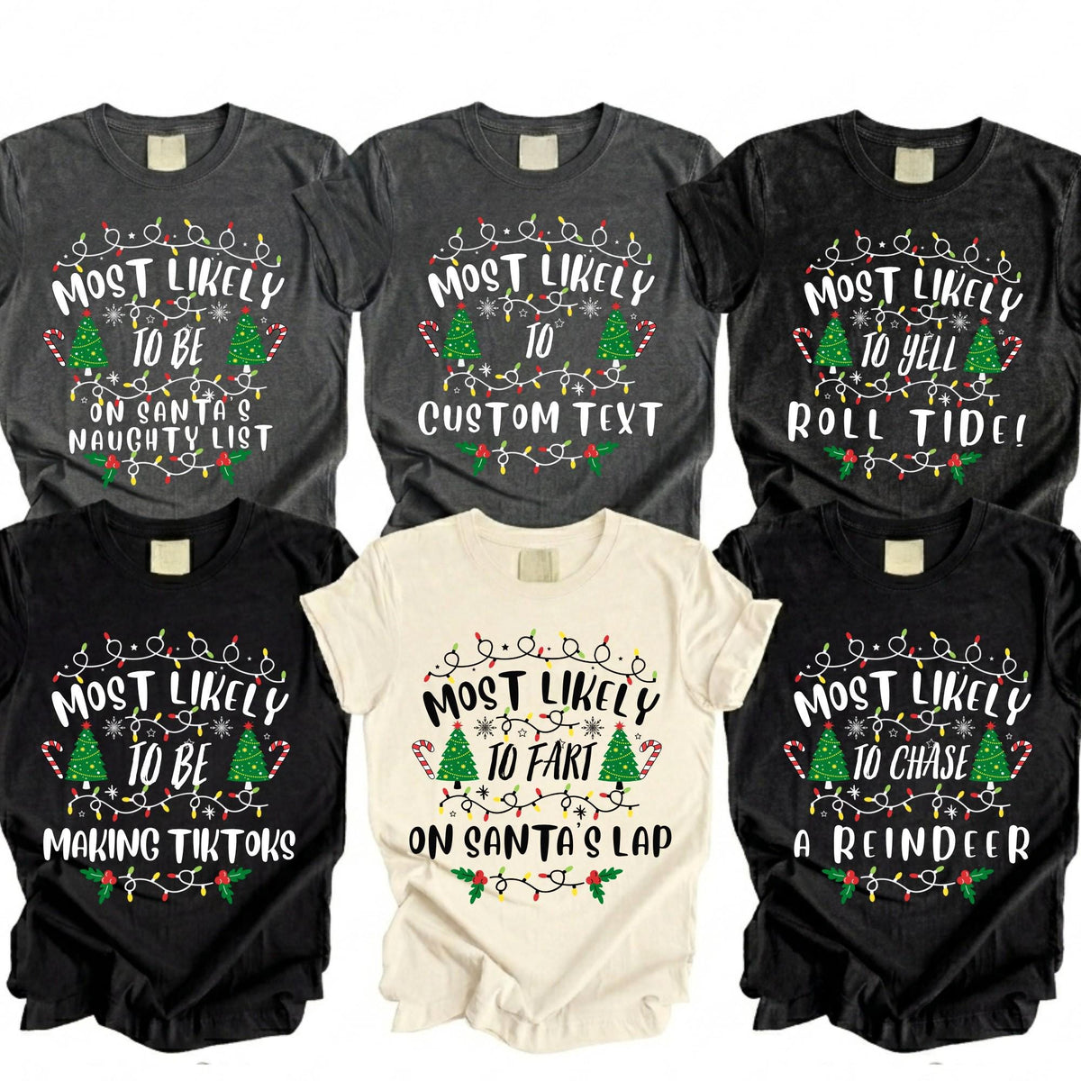 Custom Comfort Colors® Most Likely Christmas Shirt, Family Matching Xmas Pajamas Gifts For Her | Him