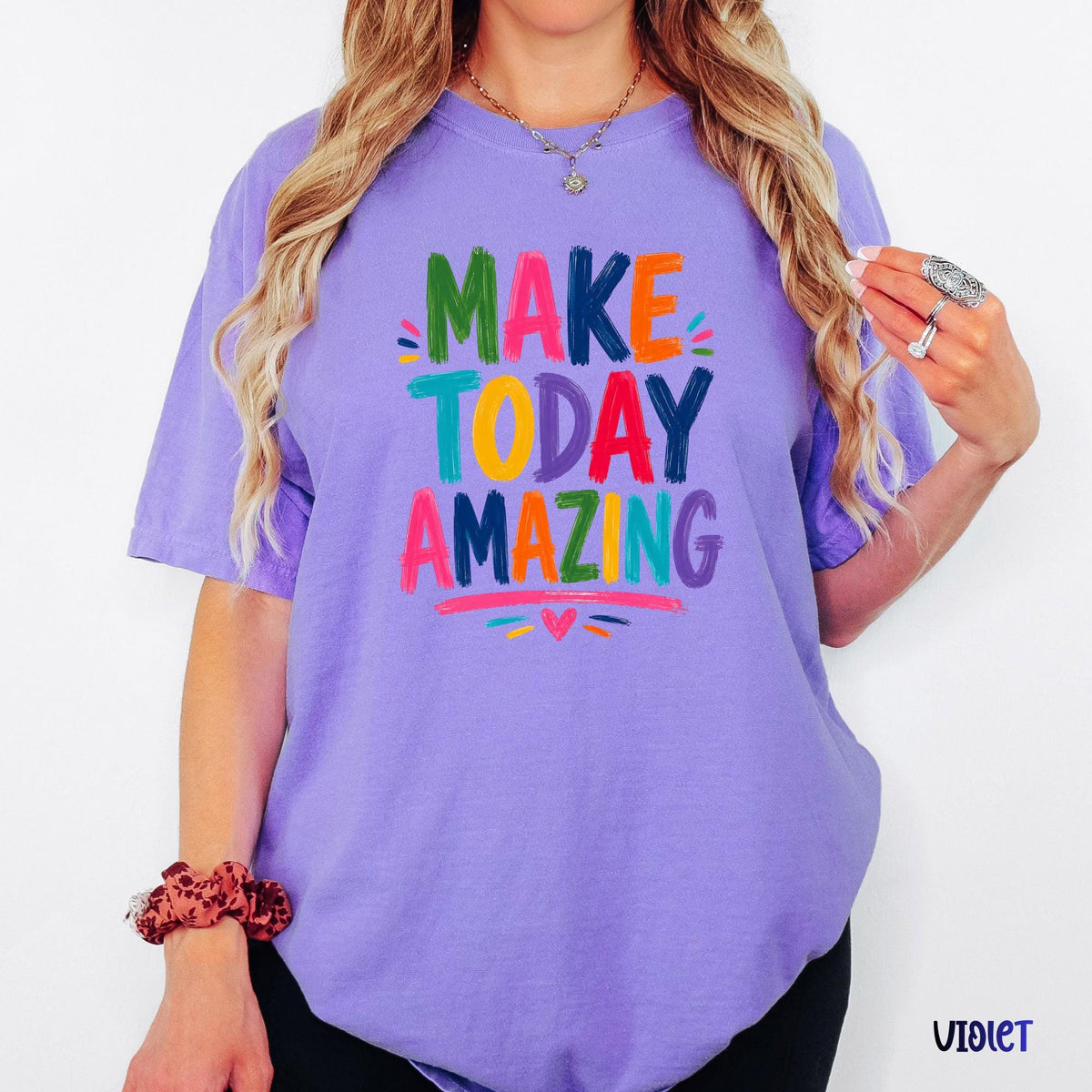 Make Today Amazing Shirt, Colorful Brushstroke Quote Tee, Comfort Colors® Inspirational T-Shirt, Motivational Unisex Gift