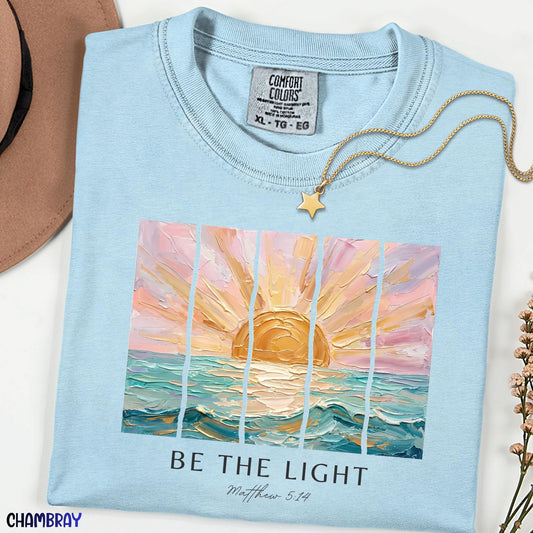 Be The Light Shirt, Matthew 5:14 Christian T-Shirt, Comfort Colors® Bible Verse Tee, Ocean Sunrise Shirt, Inspirational Christian Gift