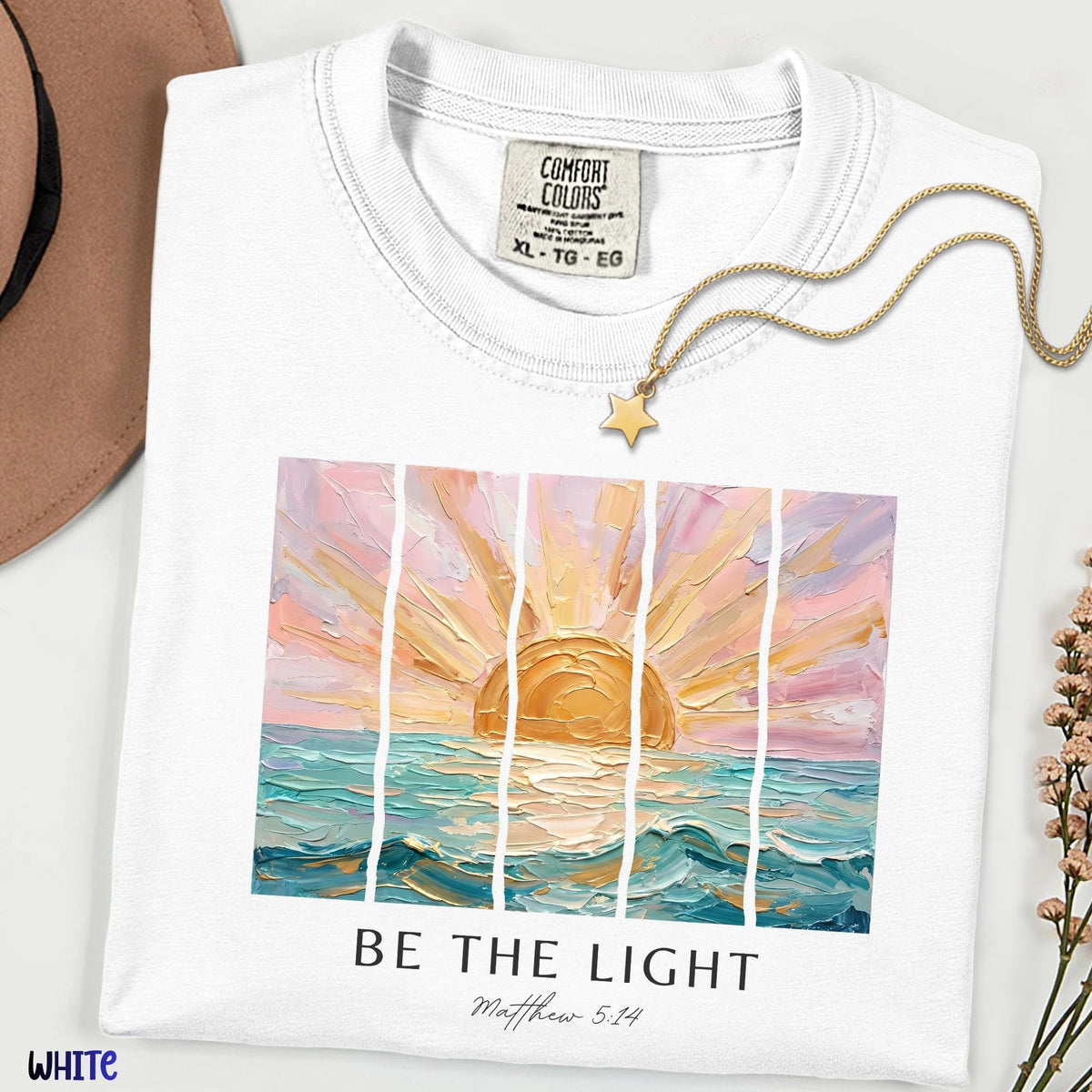 Be The Light Shirt, Matthew 5:14 Christian T-Shirt, Comfort Colors® Bible Verse Tee, Ocean Sunrise Shirt, Inspirational Christian Gift