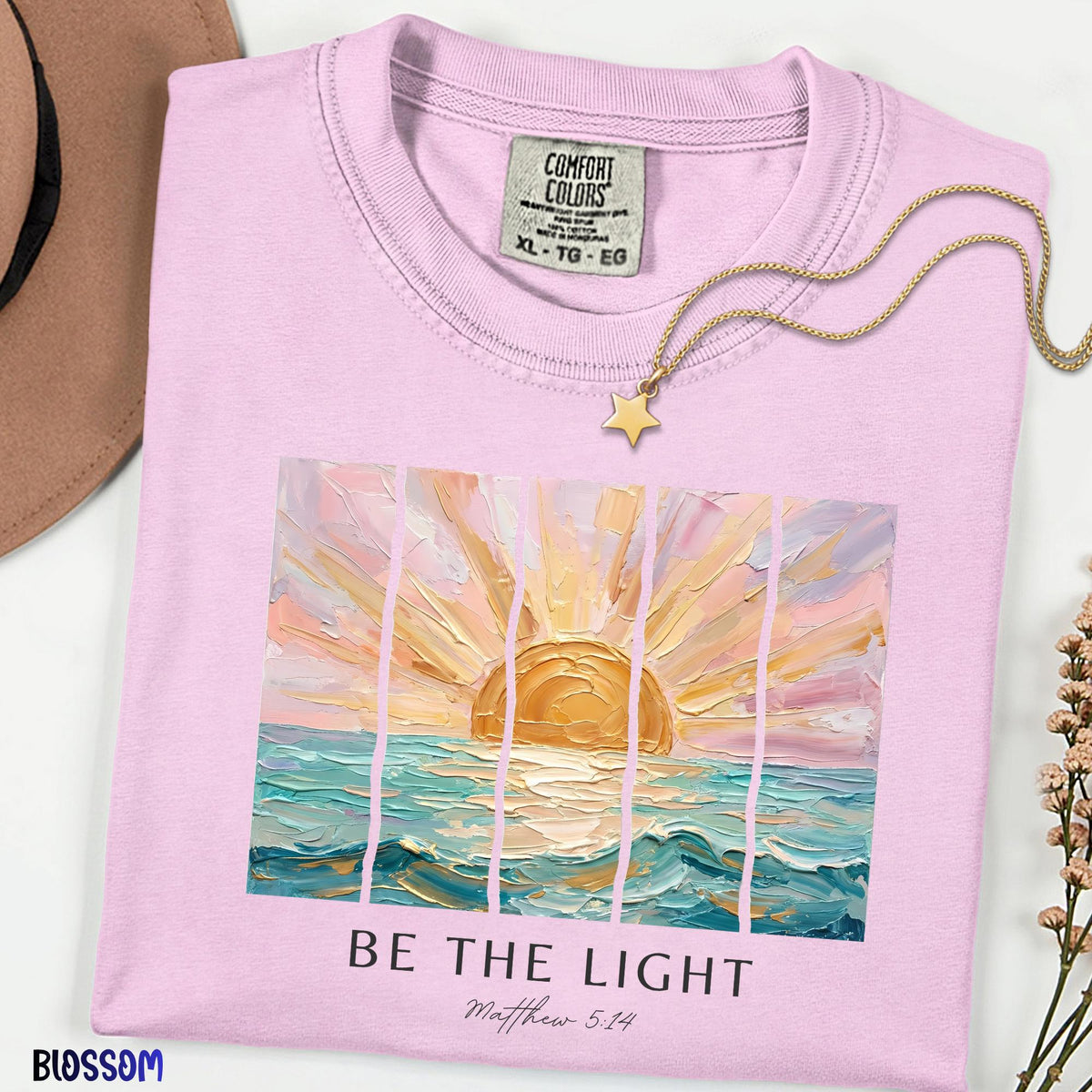 Be The Light Shirt, Matthew 5:14 Christian T-Shirt, Comfort Colors® Bible Verse Tee, Ocean Sunrise Shirt, Inspirational Christian Gift