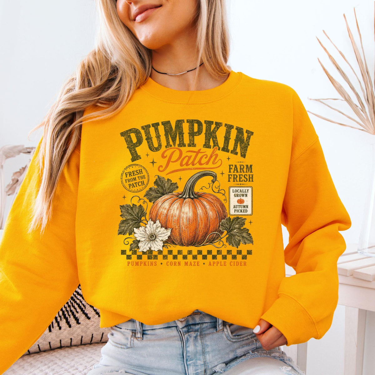 Retro Pumpkin Patch Comfort Colors® Sweatshirt, Vintage Autumn Harvest Crewneck, Cozy Fall Festival Pullover, Thanksgiving Sweatshirt