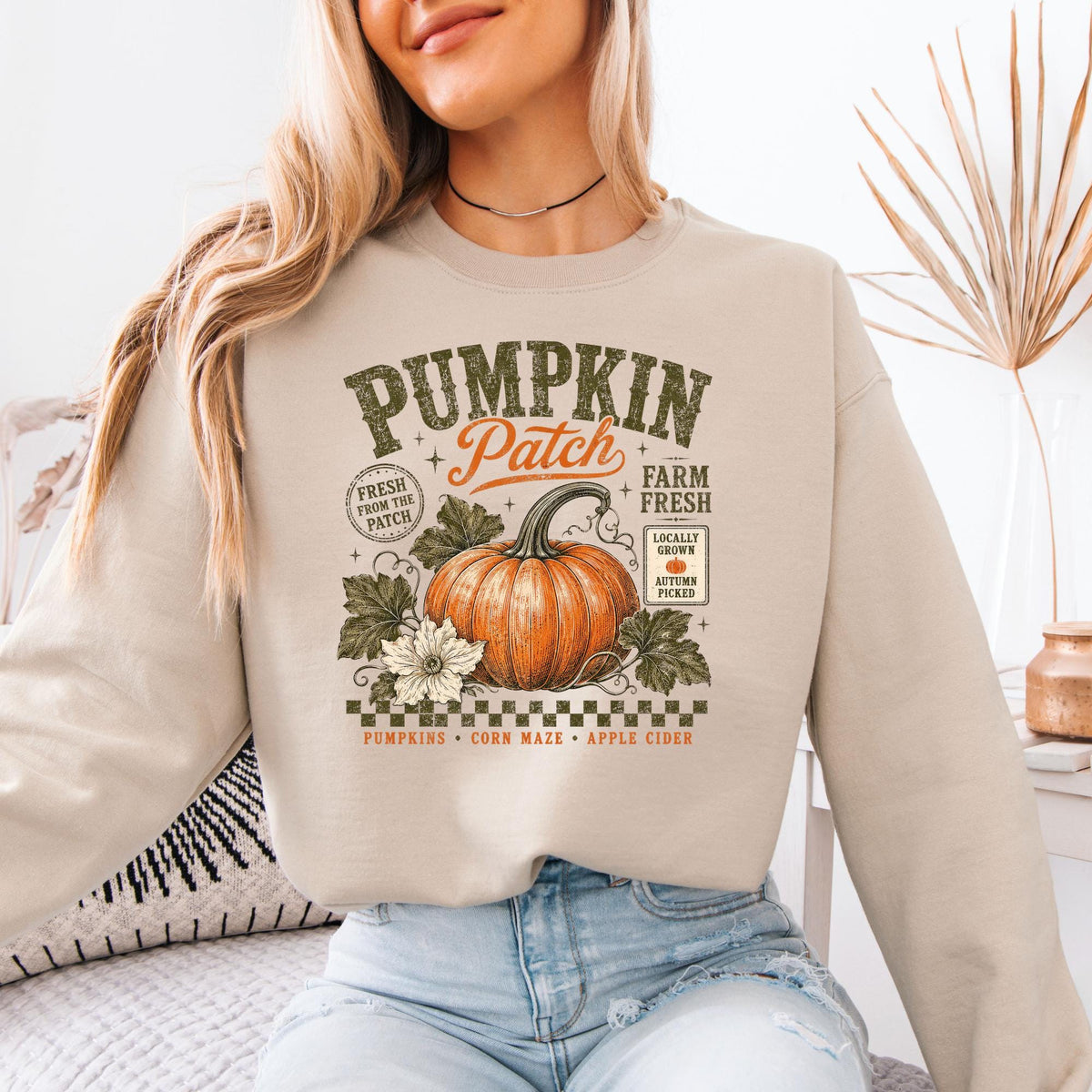 Retro Pumpkin Patch Comfort Colors® Sweatshirt, Vintage Autumn Harvest Crewneck, Cozy Fall Festival Pullover, Thanksgiving Sweatshirt