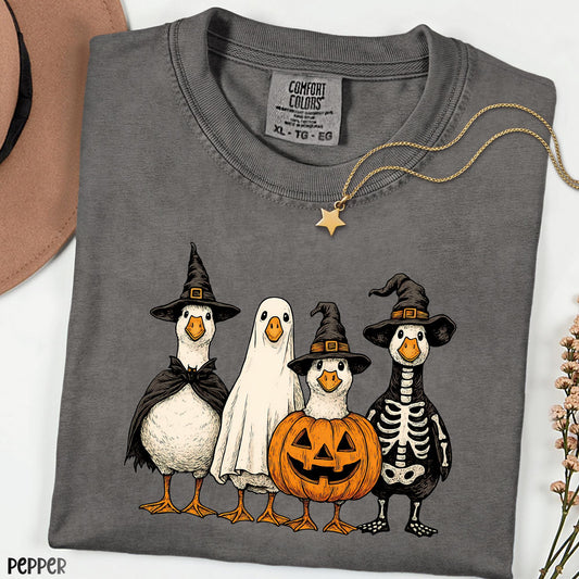 Spooky Goose Comfort Colors® Shirt, Funny Halloween Goose Tee, Vintage Ghost Witch Pumpkin Shirt, Retro Fall Graphic, Unisex Halloween Tee
