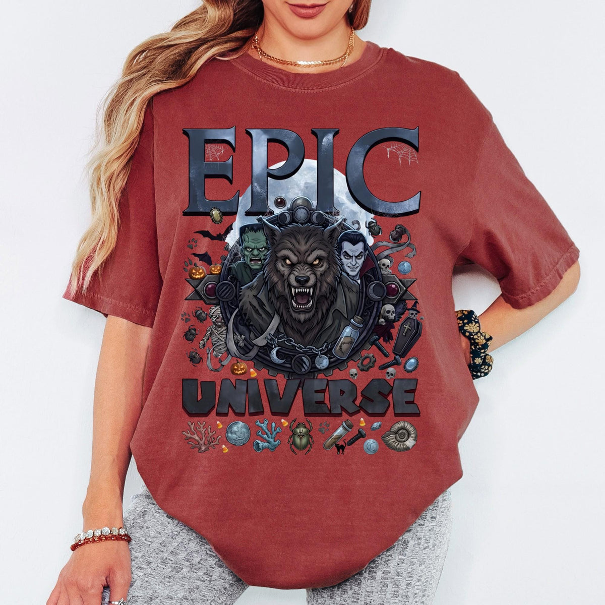 Custom Comfort Colors® Epic Universe Halloween Shirt, Family Matching Spooky Season Universal Monsters Shirts, Dark Universe Monsters Tee