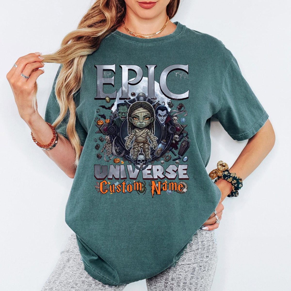Custom Comfort Colors® Epic Universe Halloween Shirt, Family Matching Spooky Season Universal Monsters Shirts, Dark Universe Monsters Tee